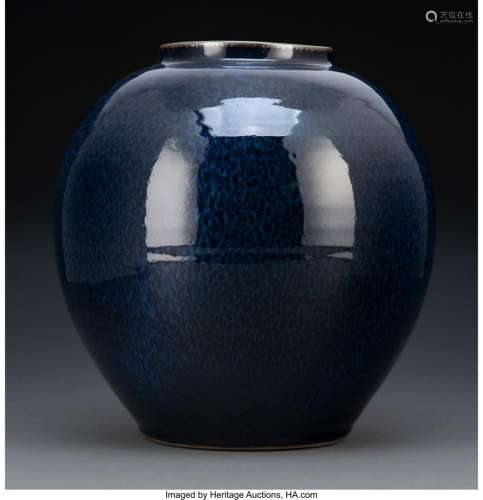 Koji Kamada (Japanese, b. 1948) Tenmoku Vase Glazed stonewar...