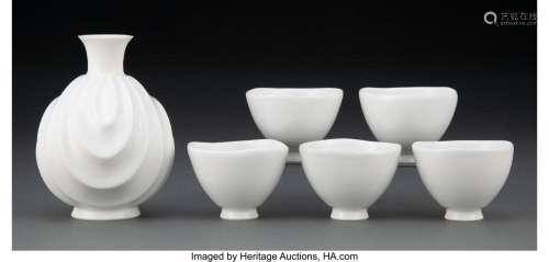 Ono Kotaro (Japanese, b. 1953) Sake Set Glazed porcelain 4-7...