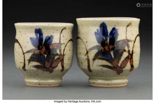 Zenko Yasuda (Japanese, 1926-2011) Pair of Sake Cups Glazed ...