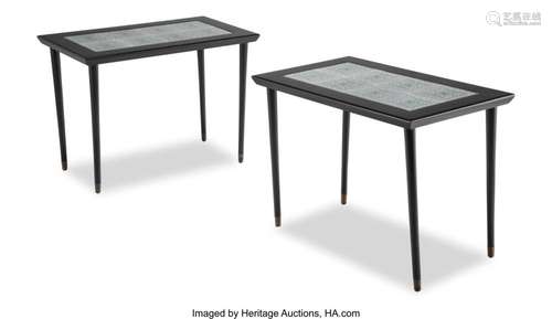 Italian School (20th Century) Pair of Tile Top Tables Black ...