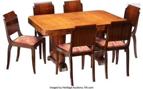 American School (20th Century) Art Deco Dining Suite with Si...