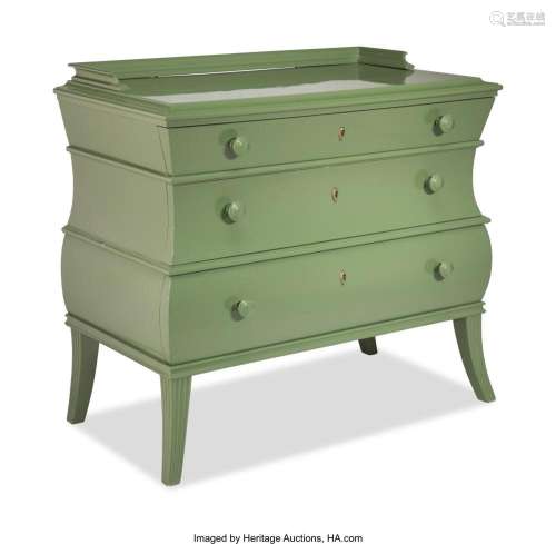 Bruno Paul (German, 1874-1968) A Three-Drawer Green Lacquere...