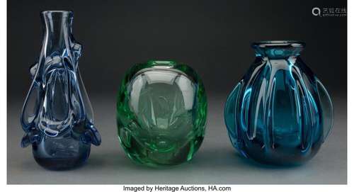 Dominick Labino (American, 1910-1987) Three Vases, 1971-1979...