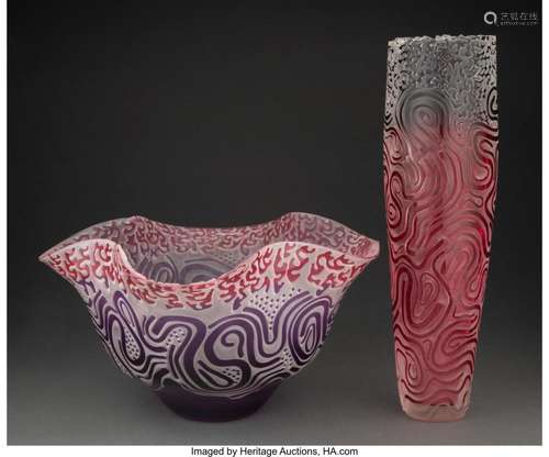 Debra May (American, 20th/21st century) Two Vases, 1992 Blow...