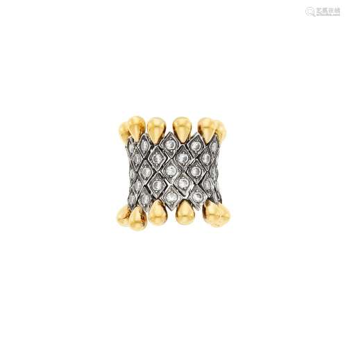 Flexible Wide Gold, Silver and Diamond Band Ring