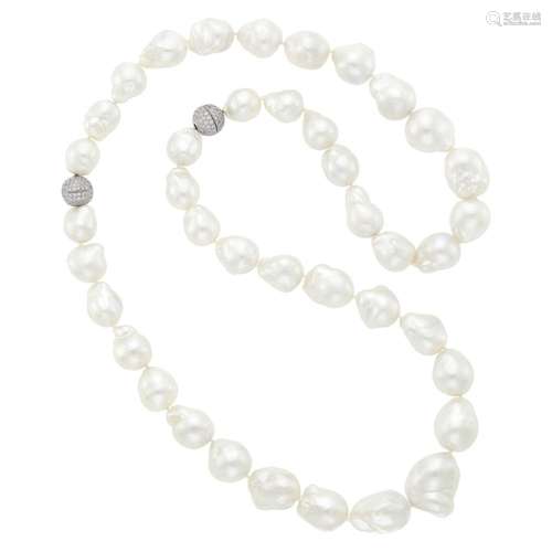 Long South Sea Baroque Cultured Pearl Necklace/Two Necklaces...