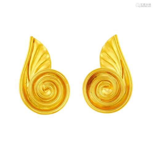 Ilias Lalaounis Pair of Gold Earrings