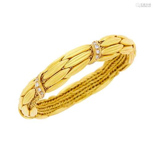 Ilias Lalaounis Gold and Diamond Wheat Sheaf Bracelet