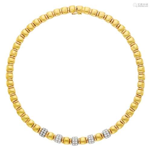 Tricolor Gold and Diamond Necklace