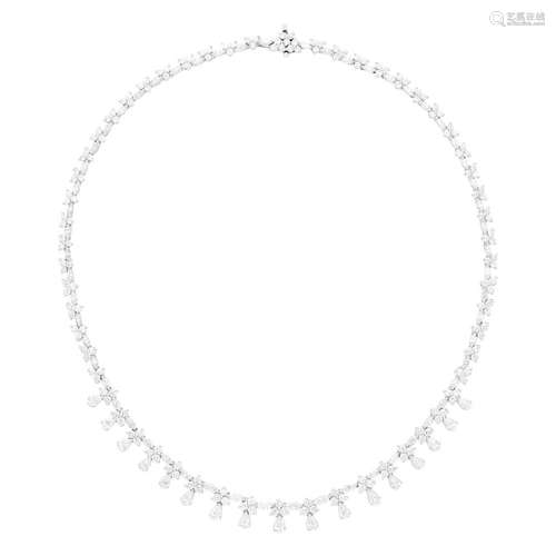 Platinum and Diamond Fringe Necklace