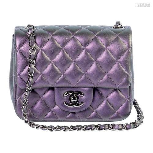 Chanel Iridescent Purple Caviar Quilted Mini Flap Bag