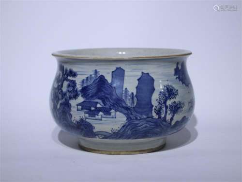 A Chinese Blue and White Porcelain Incense Burner