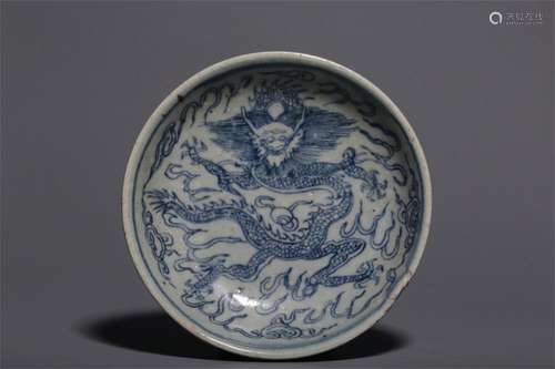 A Chinese Blue and White Porcelain Plate