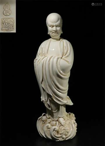 A Chinese  White Glazed Porcelain Figure of Damo