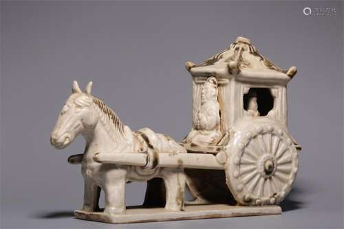 A Chinese Ding-Type Glazed Porcelain Horse and Cart Decorati...