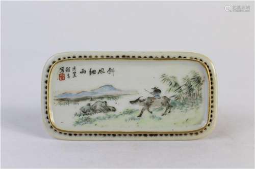 A Chinese Famille-Rose Porcelain Pillow Top