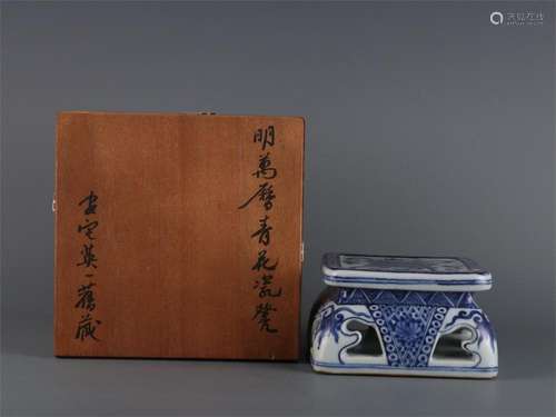 A Chinese Blue and White Porcelain Square Stool