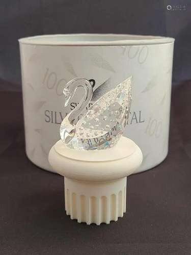 Swarovski Crystal 100 Anniversary Swan on Pedestal