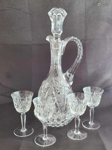 Heavy Vintage Crystal Decanter Set