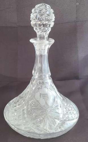 Vintage Cut Crystal Ships Decanter