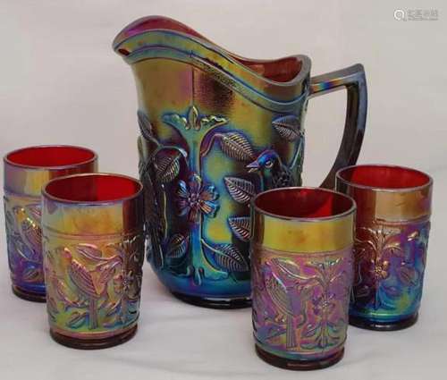 Imperial Red Robin Pitcher Set with 4 Tumblers