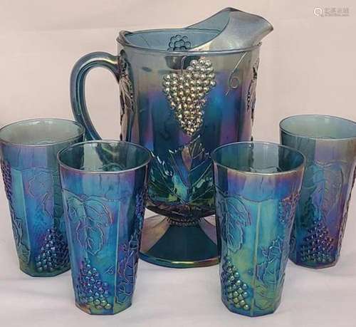 Indiana Carnival Pitcher Set with 4 Glasses