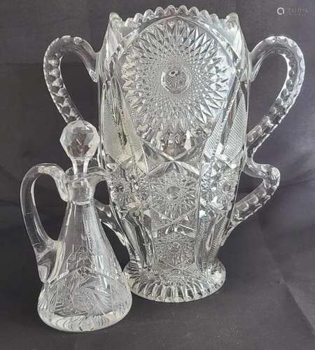 EAPG Double Handled Vase & Cruet