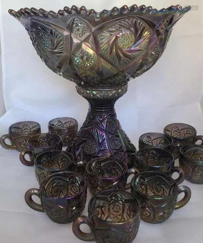 Imperial Smoke Whirling Star Punch Bowl Set