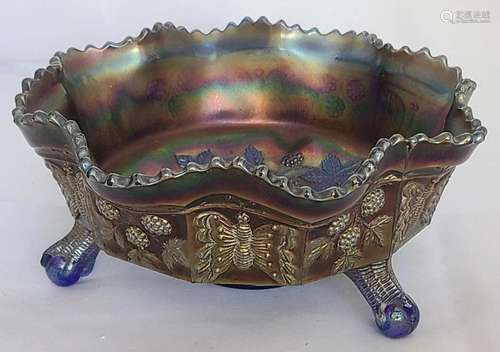 Fenton Butterfly & Berry Amethyst Ruffled Bowl