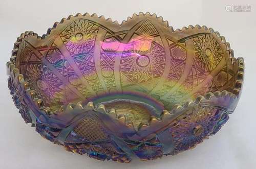 Large Imperial Carnival Glass Amethyst Bowl