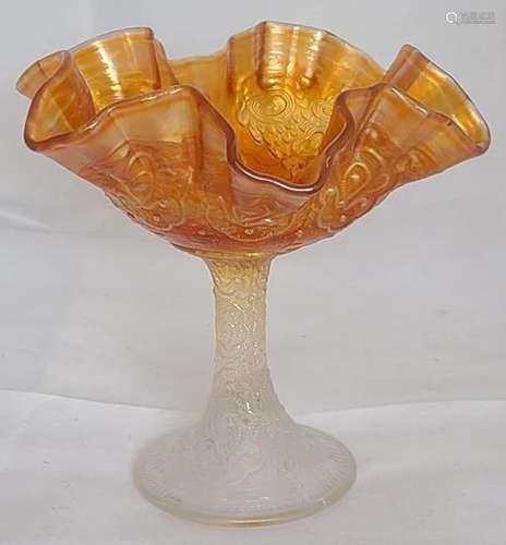 Fenton Marigold Stream of Hearts Compote