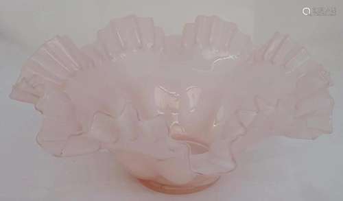 Fenton Glass Pink Ruffle Crimp Large Bowl