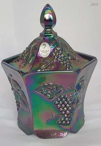 Fenton Amethyst Carnival Glass Covered Candy Dish