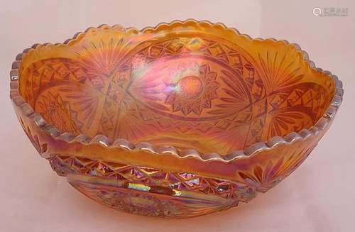 Imperial Marigold Large Carnival Hobstar Bowl