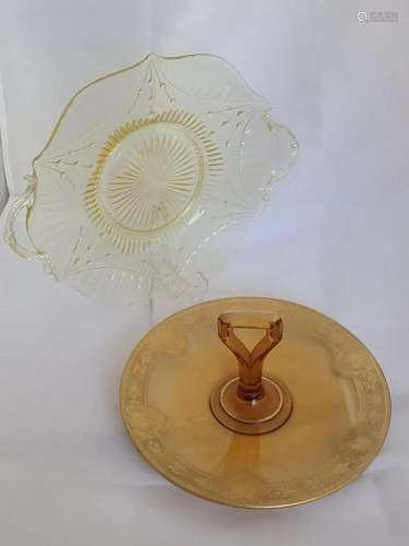 Yellow and Amber Glass Serving Platters