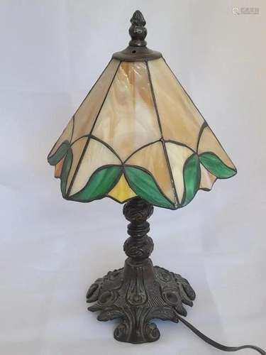 Tiffany Style Lamp with Cast Metal Base