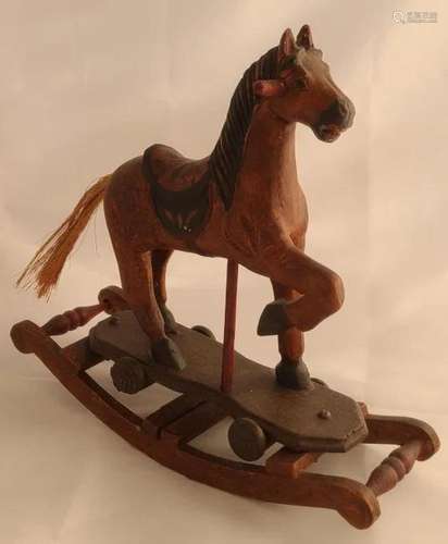 Rocking Horse on Wheels Wooden Toy