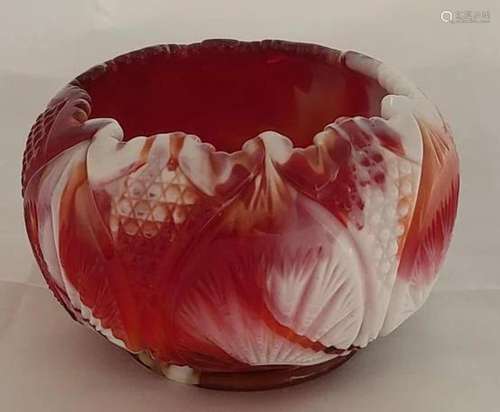 Fenton Ruby Marble Slag Glass Regency Rose Bowl