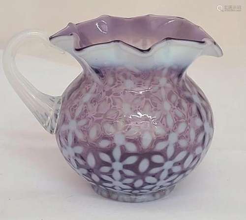 Fenton Glass Purple Opalescent Snowflake Pitcher