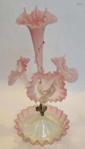 Gorgeous Victorian English Pink Opalescent Epergne