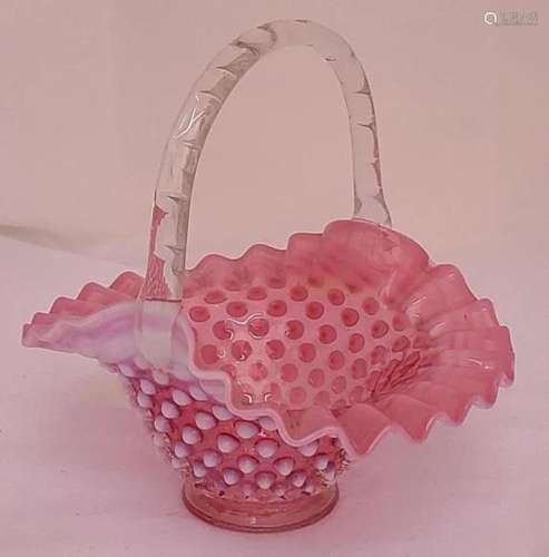 Vintage Fenton Cranberry Hobnail Basket