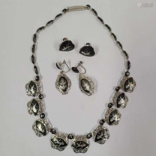 Vintage Siam Sterling Silver Jewelry Set