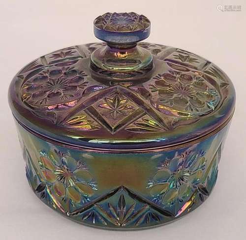 Imperial Carnival Smoke Glass Lidded Candy Dish