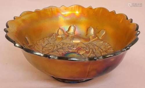 Fenton Acorn Lavender 6" Carnival Glass Bowl