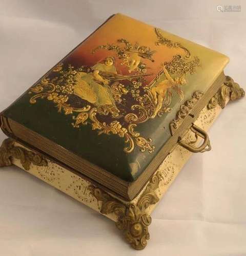 Antique Victorian Wedding Photo Album on Stand