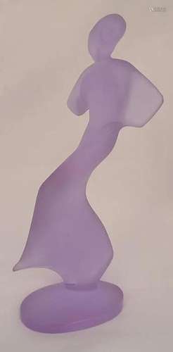 Lalique 8" Purple Frosted Glass Woman Dancer