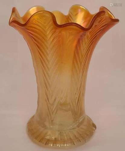 Northwood Carnival Glass Feathers Vase