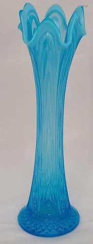 Northwood Pulled Feather Blue Opalescent Vase