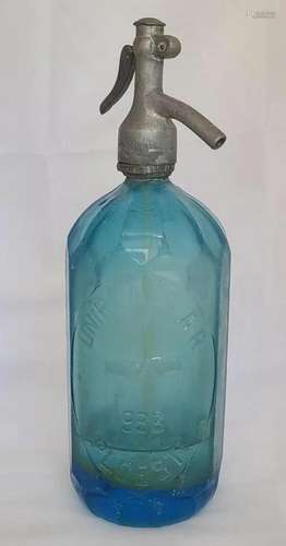 Rare 1936 Romanian Ploesti Blue Seltzer Bottle