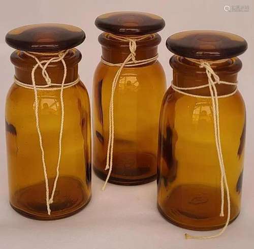 Vintage Amber Glass Apothecary Jars Made in USA